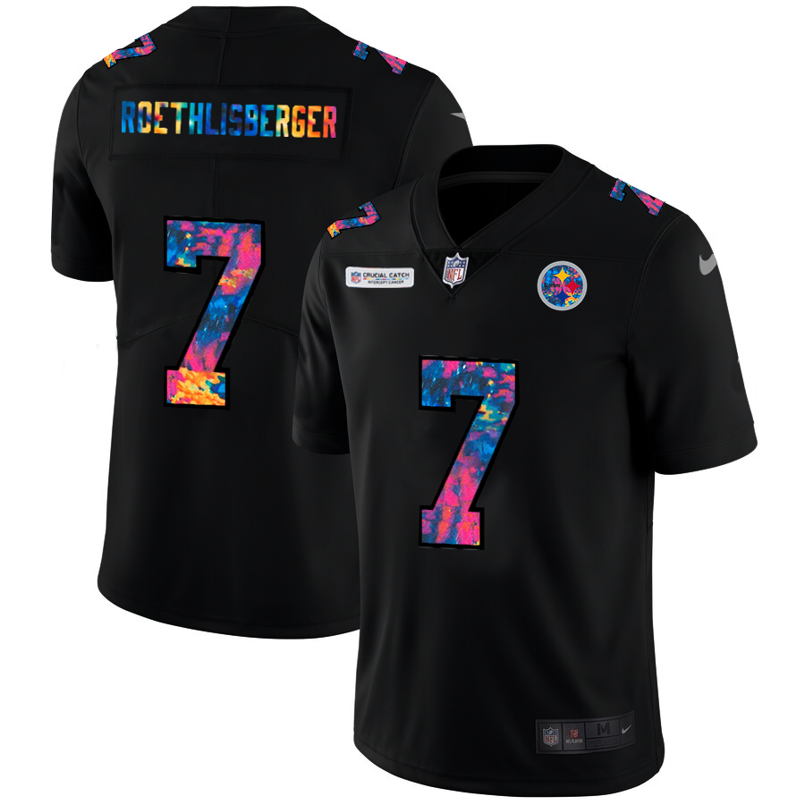 NFL Pittsburgh Steelers #7 Ben Roethlisberger Men Nike MultiColor Black 2020 Crucial Catch Vapor Untouchable Limited Jersey